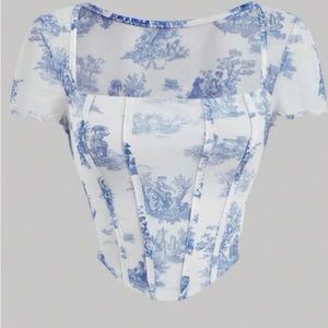 Print Square Neck Top